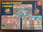 Jan van Haasteren puzzel 3x1000 inclusief posters, Ophalen of Verzenden, 500 t/m 1500 stukjes, Gebruikt, Legpuzzel