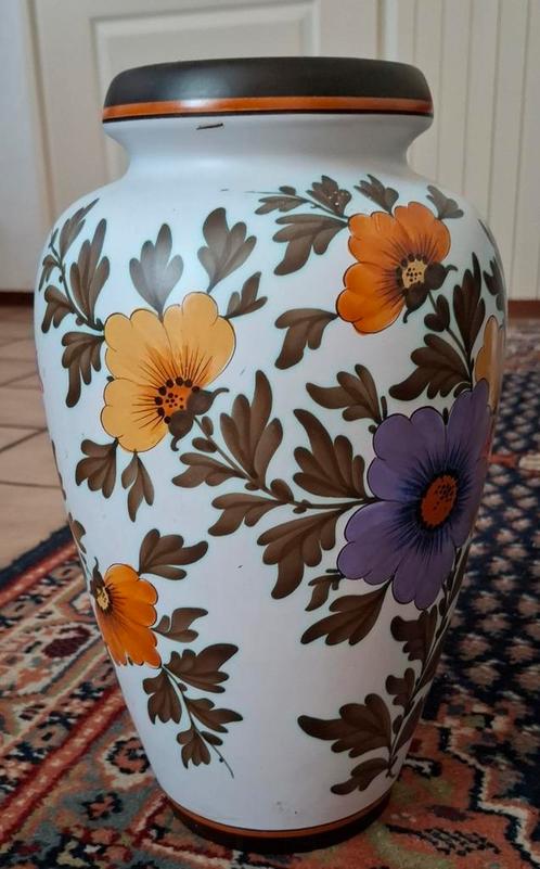 Flora Gouda Vaas - Handgeschilderd Bloemmotief, Antiek en Kunst, Antiek | Vazen, Ophalen