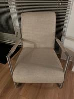 Stijlvolle stoel met stoffen bekleding, Ophalen, Gebruikt, Wit, Metaal