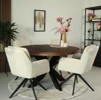 Eettafel rond mangohout 120cm bruin, Huis en Inrichting, Tafels | Eettafels, Ophalen, Zo goed als nieuw, Rond, 100 tot 150 cm