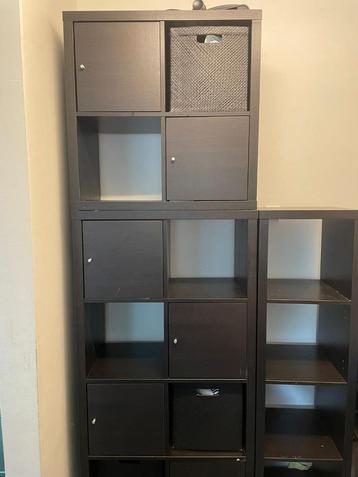 Ikea kallax Shelving unit with 4 inserts, black-brown, 