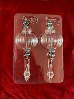 2 mooie GLAZEN KERSTBOOM HANGERS. Helemaal GAAF 19 cm, Ophalen of Verzenden, Zo goed als nieuw
