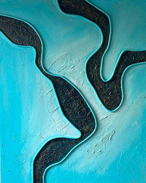 Valera- Blue temptation- Handgeschilderd- Uniek, Antiek en Kunst, Kunst | Schilderijen | Abstract, Ophalen of Verzenden
