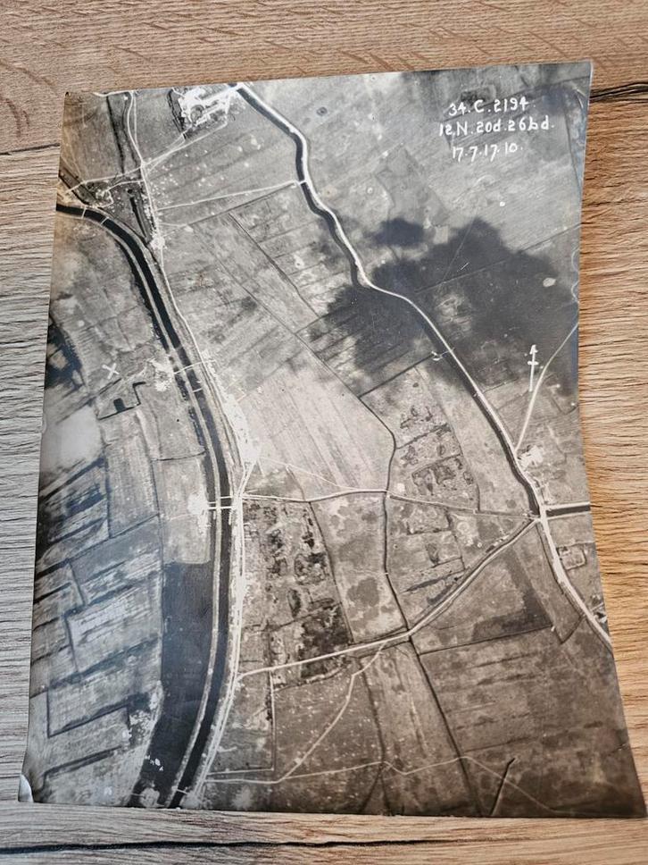 WW1 Luchtfoto 1917 - Ieper, slag om Passendale, Verzamelen, Militaria | Algemeen, Ophalen of Verzenden