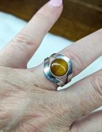 Maat 18 - Zilveren (835) DESIGN ring met TIJGEROOG edelsteen, Ophalen, 18 tot 19, Zo goed als nieuw, Met edelsteen
