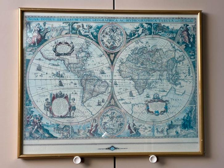 Schilderijen antieke wereldkaart, Antiek en Kunst, Kunst | Schilderijen | Abstract, Ophalen of Verzenden