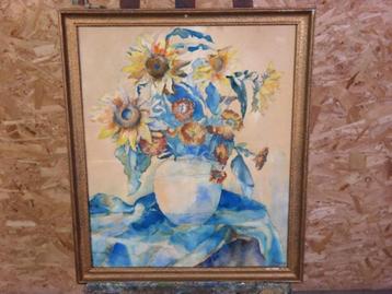 Reproductie zonnebloem schilderij "E.Sermon" beschikbaar voor biedingen