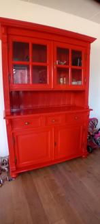 Rode buffetkast / servieskast, Huis en Inrichting, Ophalen, Gebruikt, 100 tot 150 cm, Glas