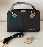 Zwarte damestas met gouden kenmerken, Sieraden, Tassen en Uiterlijk, Tassen | Damestassen, Ophalen of Verzenden, Zo goed als nieuw