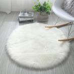 Pluche Wit Rond Hoogpolig Vloerkleed / Kleed Tapijt Pluizig, 100 tot 150 cm, Verzenden, Wit, Rond