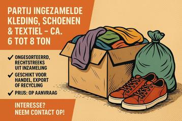 grote partij ingezamelde ongesorteerde kleding, schoenen beschikbaar voor biedingen