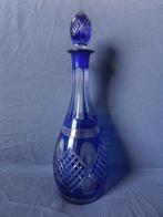 Fraaie geslepen kobaltblauwe karaf Val St Lambert Mint, Antiek en Kunst, Antiek | Glas en Kristal, Ophalen of Verzenden