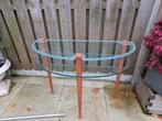 Sitetable/bijzettafeltje  met gezandstraalde glasplaat 25€, Huis en Inrichting, Tafels | Sidetables, Ophalen, Gebruikt, 25 tot 50 cm
