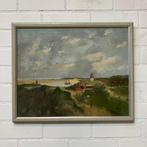 Oud schilderij duinen zee lucht vuurtoren Bos, Antiek en Kunst, Kunst | Schilderijen | Klassiek, Verzenden