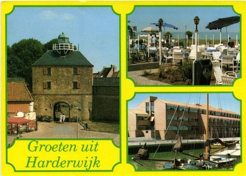 Groeten uit Harderwijk - 3 afb o.a. haven poort - 1991 gelop, Verzamelen, Ansichtkaarten | Nederland, Gelopen, Gelderland, Ophalen of Verzenden