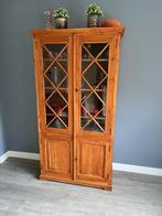 Teakhouten glazen vitrinekast, eetkamerkast, buffetkast, Huis en Inrichting, Kasten | Buffetkasten, Ophalen, Met deur(en), 100 tot 150 cm