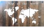 Wereldkaart op Hout - Decoratief Wandpaneel, Huis en Inrichting, Ophalen, Zo goed als nieuw