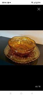 Schaal glas in lood Vintage Amber Glass, Antiek en Kunst, Ophalen of Verzenden