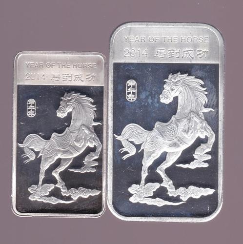 1/2 en 1 ounce zilver 2014 Year of the Horse voor 75 euro, Postzegels en Munten, Edelmetalen en Baren, Zilver, Ophalen of Verzenden