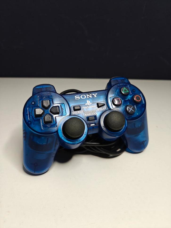 Playstation 2 Controller Transparant Blauw, Spelcomputers en Games, Spelcomputers | Sony PlayStation Consoles | Accessoires, Zo goed als nieuw