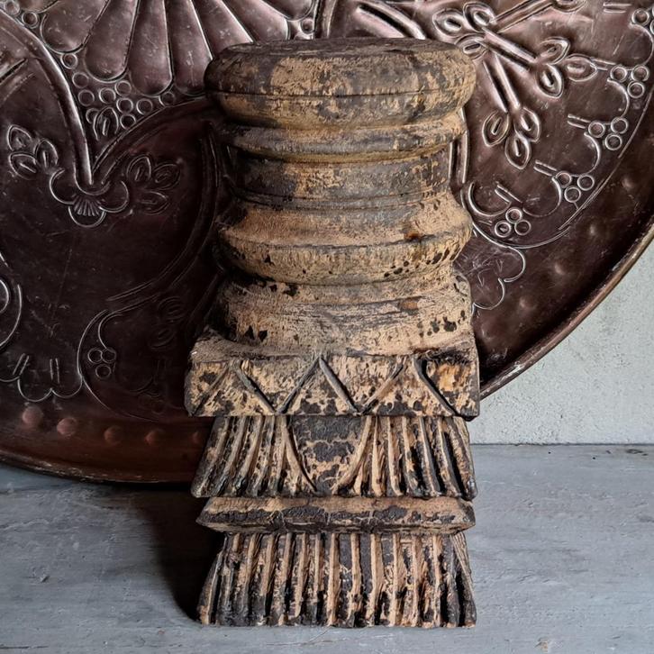 Landelijk kruikje houten kandelaar waxinehouder sober Etage3, Huis en Inrichting, Woonaccessoires | Overige, Zo goed als nieuw