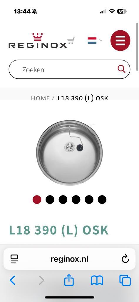 Reginox Spoelbak L18 390 OSK - Vlakbouw/Onderbouw, Huis en Inrichting, Keuken | Keukenelementen, Nieuw, Minder dan 100 cm, Minder dan 50 cm