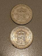 2x 1/2 gulden Wilhelmina, 1921 en 1929, zilver (6), Postzegels en Munten, Munten | Nederland, ½ gulden, Zilver, Koningin Wilhelmina