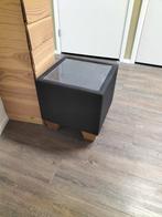 Antraciet Kubus Hockers/Nachtkastjes met Glasplaat, Huis en Inrichting, Tafels | Bijzettafels, Ophalen, Rechthoekig, Minder dan 55 cm
