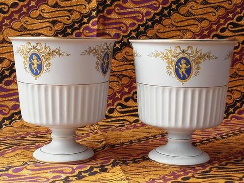 Mooi stel vintage potten van New Lydia Gouda plateel 12 cm., Antiek en Kunst, Antiek | Woonaccessoires, Ophalen of Verzenden