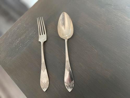 Antieke ZILVEREN DINER LEPEL en VORK met keur 835 - WD014, Antiek en Kunst, Antiek | Bestek, Ophalen of Verzenden