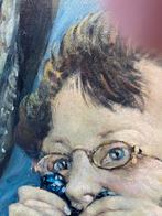 Groot schilderij - Treingezelschap, Antiek en Kunst, Ophalen