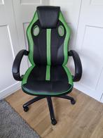 Gamestoel/ bureau stoel zwart/groen, Gebruikt, Bureaustoel, Gaming bureaustoel, Zwart