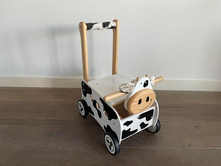 Houten Loopwagen Koe, Kinderen en Baby's, Speelgoed | Houten speelgoed, Gebruikt, Overige typen, Ophalen