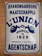 L'union brandwaarborg maatschappij agentschap emaillebord, Antiek en Kunst, Antiek | Emaille, Ophalen of Verzenden