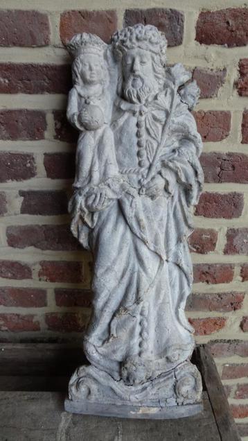 St Jozef met Jezus hout/leem uniek beschikbaar voor biedingen