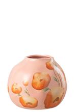 Nieuw, J-Line, fleurige vaas, keramiek, zalm/oranje, SALE, Overige kleuren, Rue De La Forêt 5 7522 Tournai België, Aardewerk of Porselein
