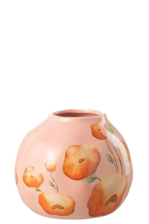 Nieuw, J-Line, fleurige vaas, keramiek, zalm/oranje, SALE, Huis en Inrichting, Woonaccessoires | Vazen, Nieuw, Overige kleuren