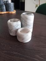 Set van 3 marmeren waxinelichthouders vintage, Overige materialen, Ophalen of Verzenden, Grijs, Kandelaar