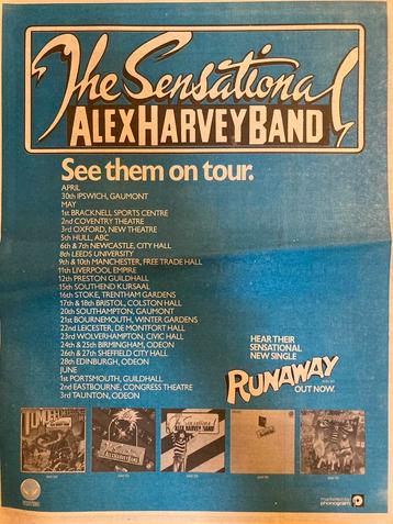 SENSATIONAL ALEX HARVEY BAND A3 advertentie Tour 1976 beschikbaar voor biedingen