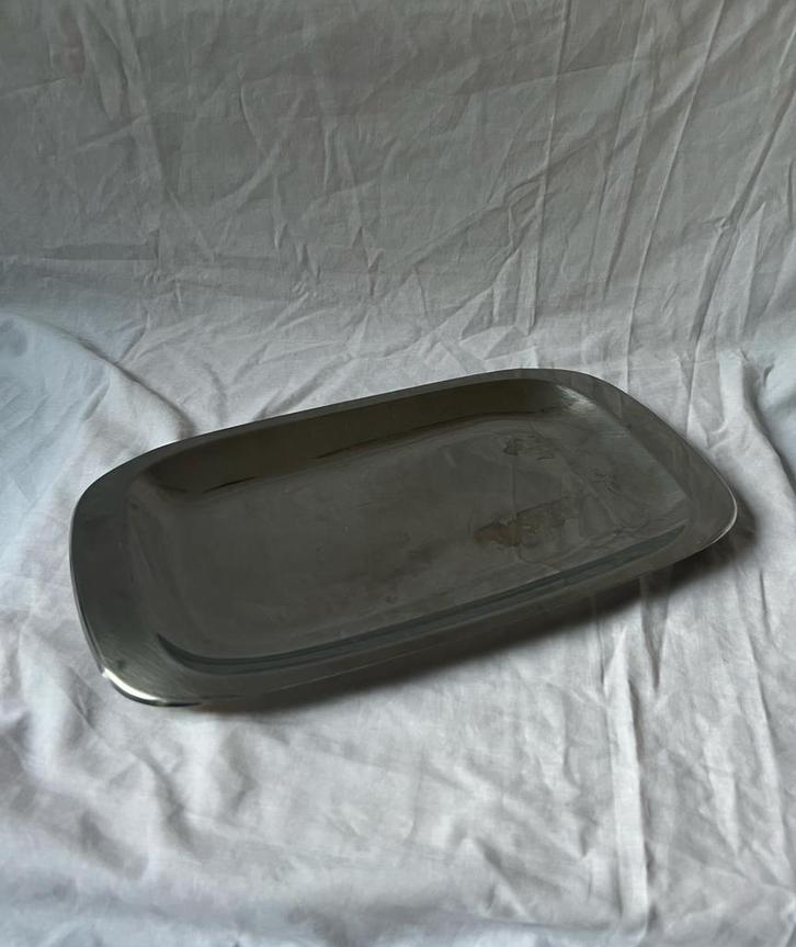 Vintage RVS rechthoekige serveerschaal jaren 70 bistrostijl, Huis en Inrichting, Keuken | Servies, Schaal of Schalen, Overige stijlen