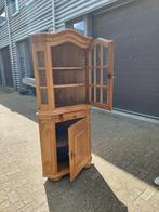 hoek vitrinekast, Huis en Inrichting, Kasten | Vitrinekasten, Ophalen, Eikenhout, 50 tot 100 cm, Zo goed als nieuw