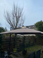 Taupe zweefparasol 3x3 meter, Ophalen, Gebruikt, Kantelbaar, 2 tot 3 meter