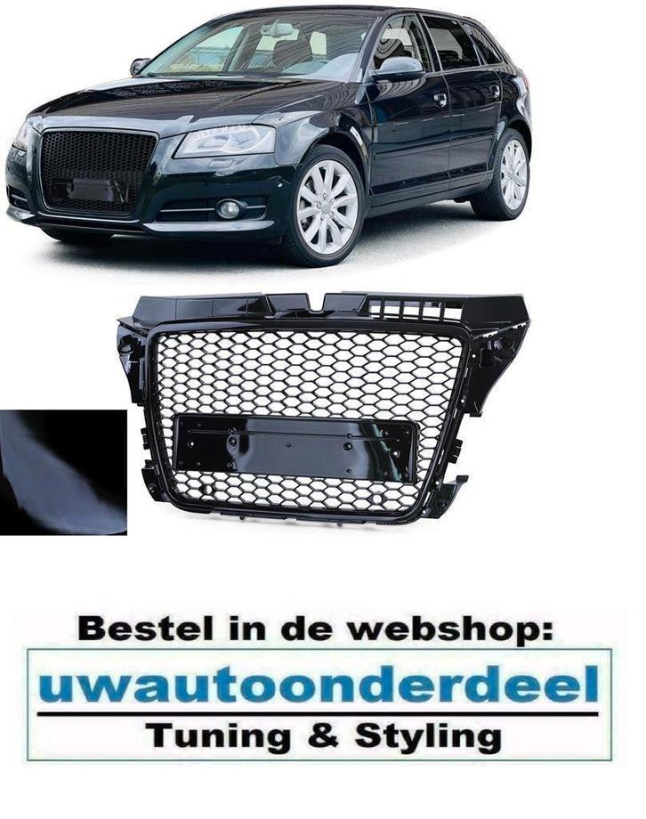 Sport Grill Zwart Honingraat Geschikt voor Audi A3 8P RS3 Lo, Auto diversen, Tuning en Styling, Ophalen of Verzenden