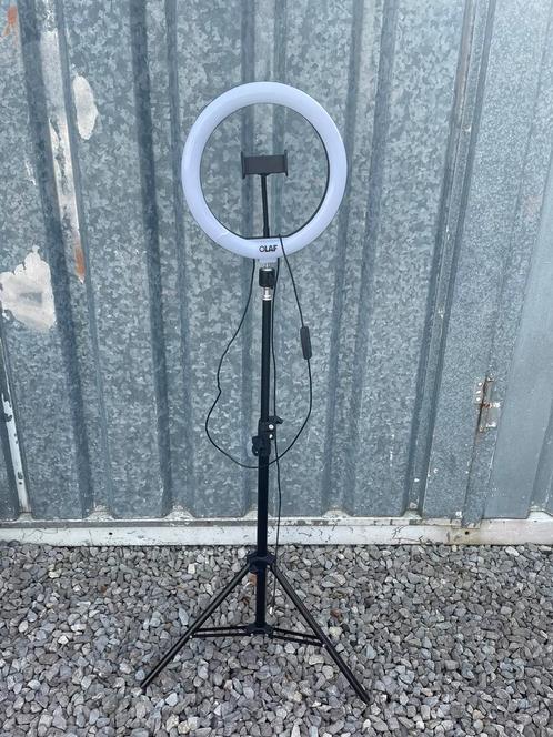 Olaf LED ringlamp ringlight met verstelbaar statief, Huis en Inrichting, Lampen | Vloerlampen, Gebruikt, Ophalen of Verzenden