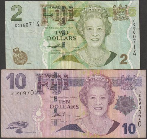 Fiji set van 2 biljetten gebruikt (nr 111), Postzegels en Munten, Bankbiljetten | Oceanië, Setje, Verzenden