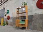 Vintage Jaren 60 Bar / LP Kast Mid Century Vitrinekast Groen, Gebruikt, Met deur(en), Ophalen of Verzenden, 150 tot 200 cm