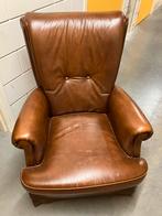 Vintage leren stoel, Gebruikt, Minder dan 75 cm, Vintage, Leer