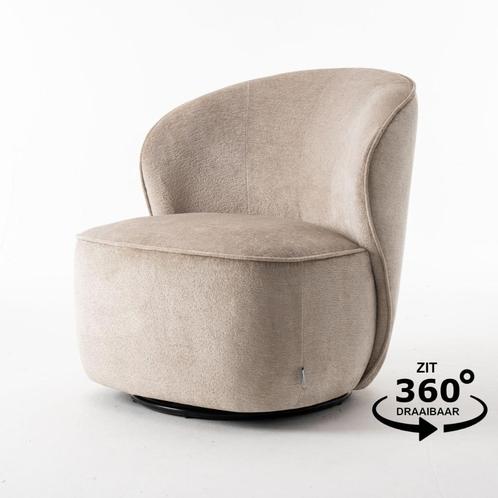 Sammy draaifauteuil zwart loris beige | Webshop, Huis en Inrichting, Fauteuils, Nieuw, Metaal, Stof, 75 tot 100 cm, 75 tot 100 cm