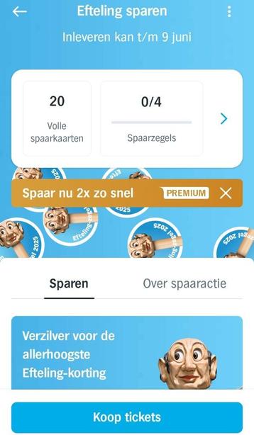 AH Efteling tickets €13,50 korting, 20 volle spaarkaarten. beschikbaar voor biedingen