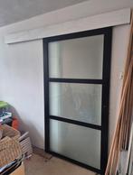 Zwart taatsdeur binnendeur glas schuifdeur boerendeur rails, Gebruikt, Binnendeur, Schuifdeur, 200 tot 215 cm